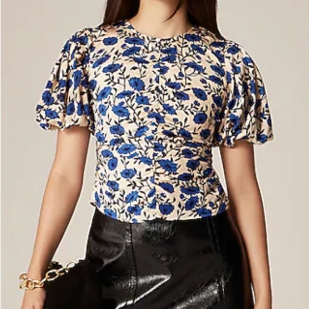 J crew blue floral Veranda shirt in floral print - Picture 2 of 6